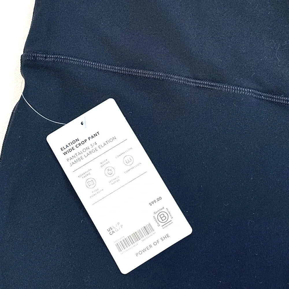 🌸Athleta Elation Wide Crop Work-out Pant, Size Large Petite, Black (NWT) - Picture 7 of 7
